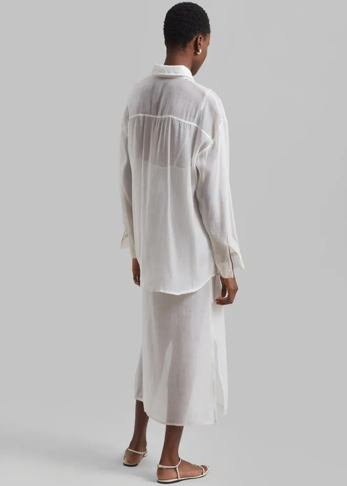 The Frankie Shop Tops Madeline Sheer Shirt 8211 Off White 8211 Women