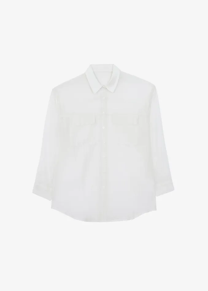 The Frankie Shop Tops Madeline Sheer Shirt 8211 Off White 8211 Women