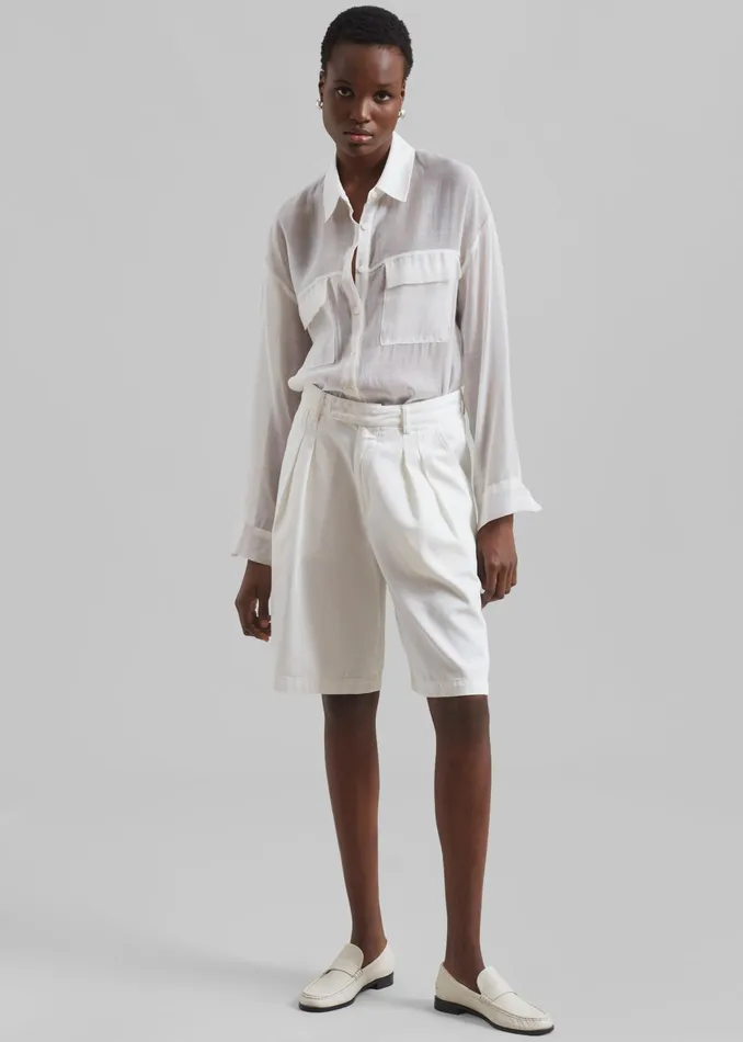 The Frankie Shop Tops Madeline Sheer Shirt 8211 Off White 8211 Women
