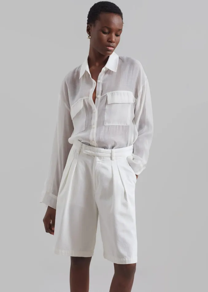 The Frankie Shop Tops Madeline Sheer Shirt 8211 Off White 8211 Women
