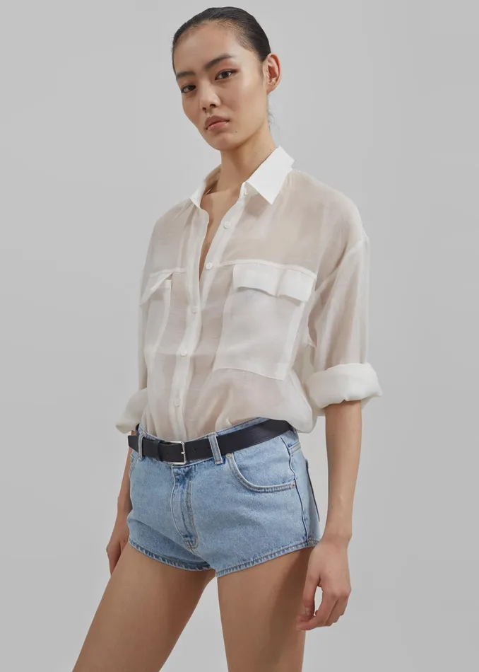 The Frankie Shop Tops Madeline Sheer Shirt 8211 Off White 8211 Women
