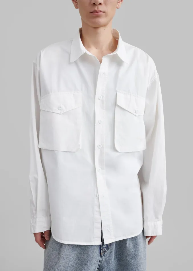The Frankie Shop Tops Michael Button Up Shirt 8211 White 8211 Men
