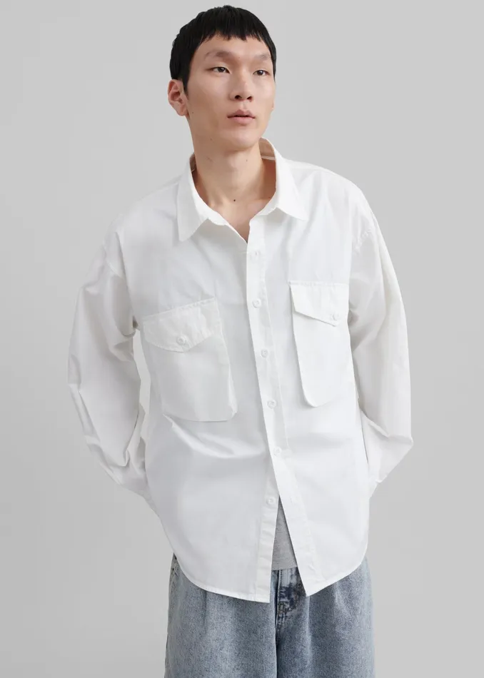 The Frankie Shop Tops Michael Button Up Shirt 8211 White 8211 Men