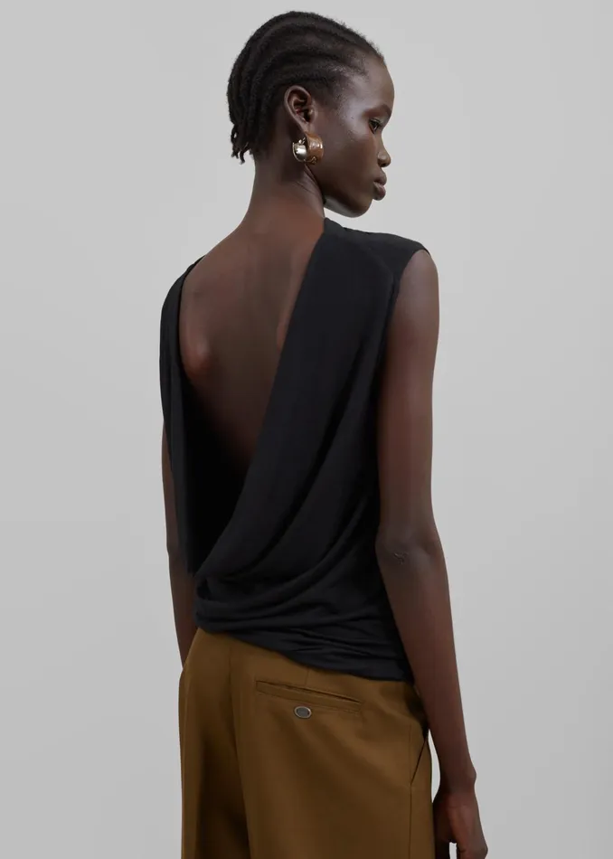 The Frankie Shop Tops Salma Drop Back Blouse 8211 Black 8211 Women