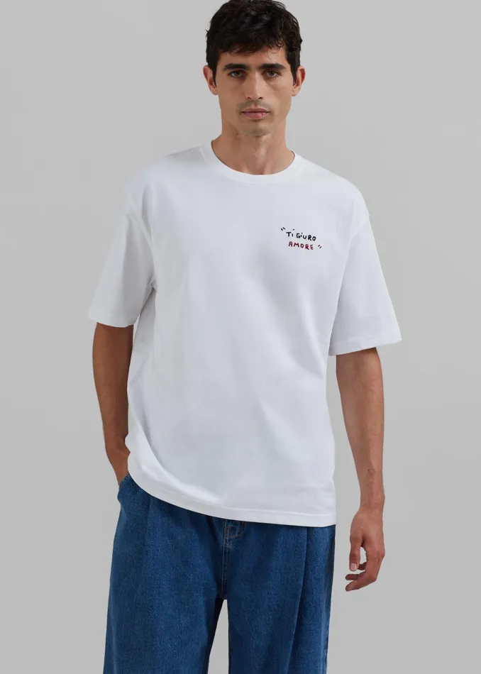 The Frankie Shop Tops Samse Samse Sagiotto TShirt 8211 White Ti Giuro 8211 Men