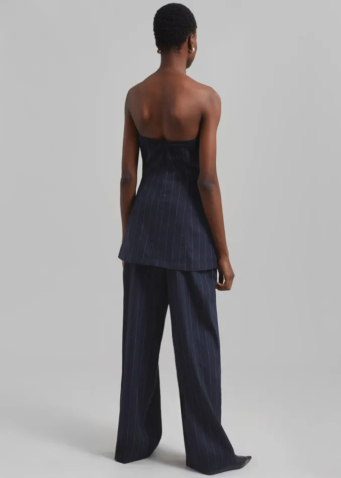 The Frankie Shop Tops Sunny Strapless Vest 8211 NavyBeige Pinstripe 8211 Women