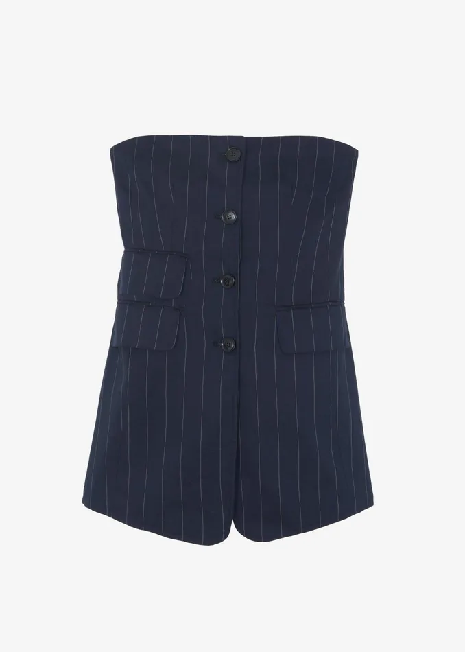 The Frankie Shop Tops Sunny Strapless Vest 8211 NavyBeige Pinstripe 8211 Women