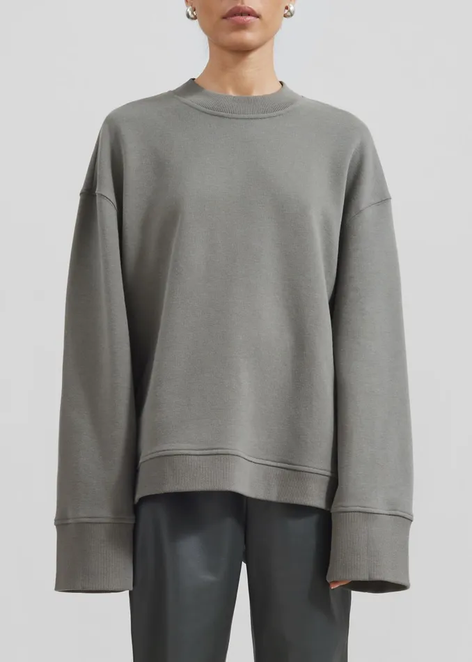 The Frankie Shop Tops Talia Sweatshirt 8211 Light Khaki 8211 Women