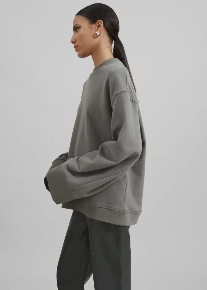 The Frankie Shop Tops Talia Sweatshirt 8211 Light Khaki 8211 Women