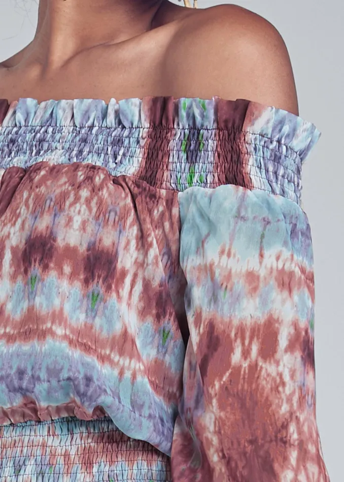 Tie Dye Highlow Romper Light Blue Multi Women VENUS Casual Jumpsuits and Rompers