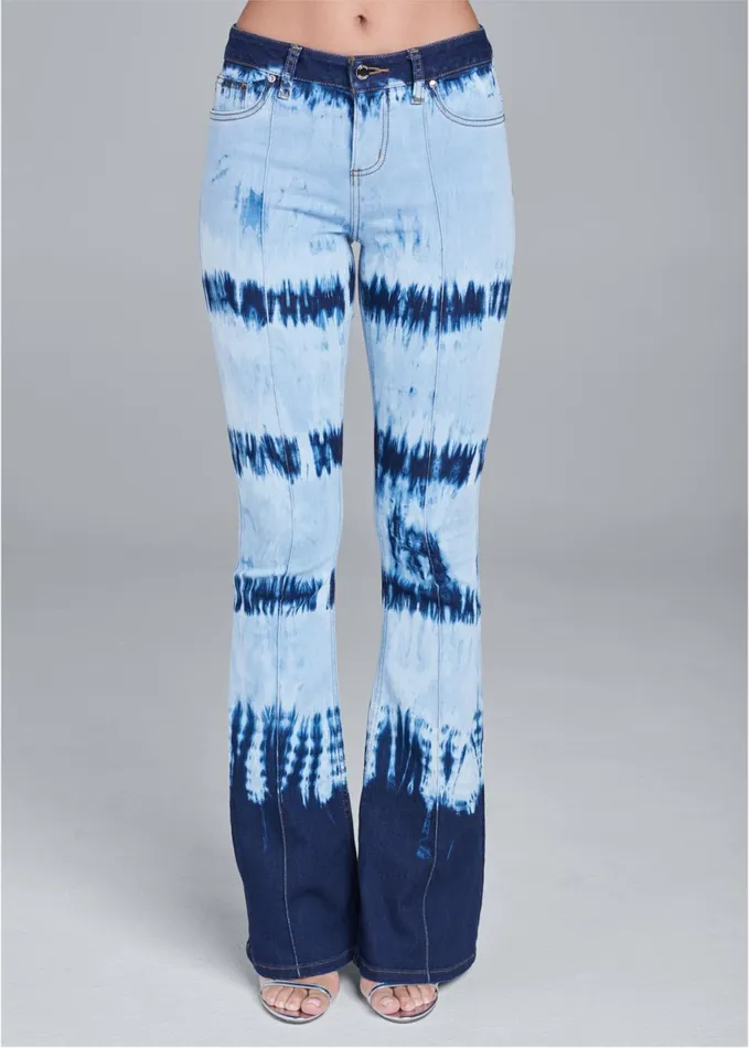 TIE DYE WIDE LEG JEANS Denim Blue Women VENUS Novelty Jeans