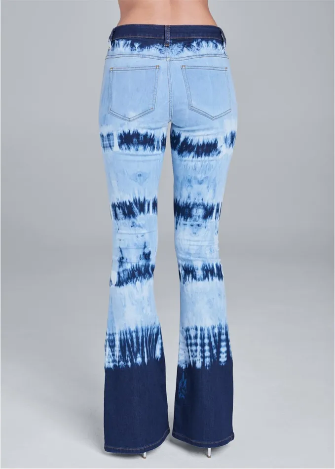 TIE DYE WIDE LEG JEANS Denim Blue Women VENUS Novelty Jeans