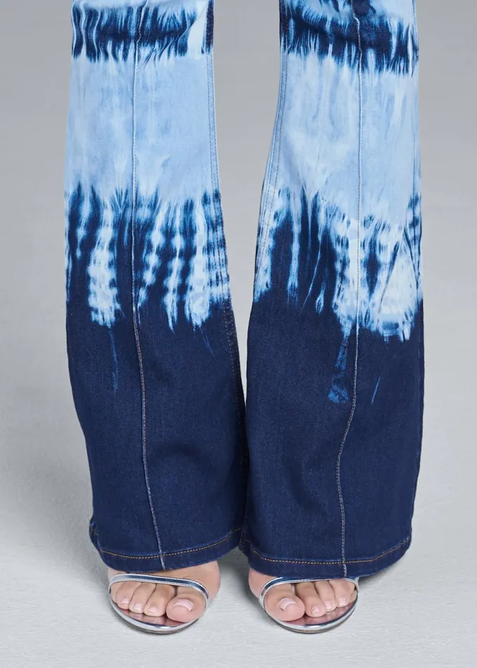 TIE DYE WIDE LEG JEANS Denim Blue Women VENUS Novelty Jeans