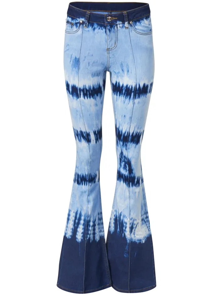 TIE DYE WIDE LEG JEANS Denim Blue Women VENUS Novelty Jeans