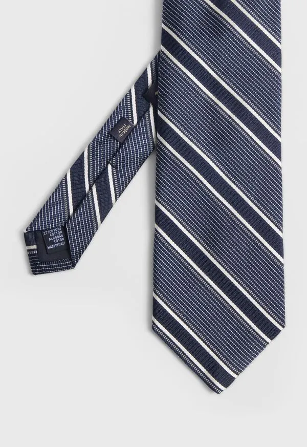 Ties Paulstuart Mens Silk Jacquard Macclesfield Stripe Tie Black