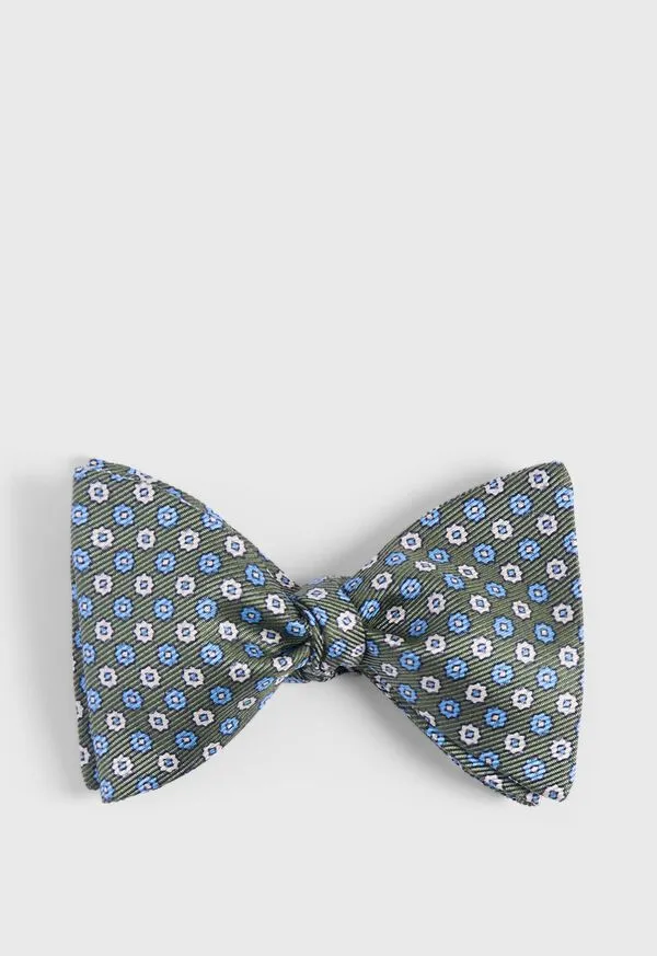 Ties Printed Silk Small Floral Bow Tie Green Paulstuart Mens