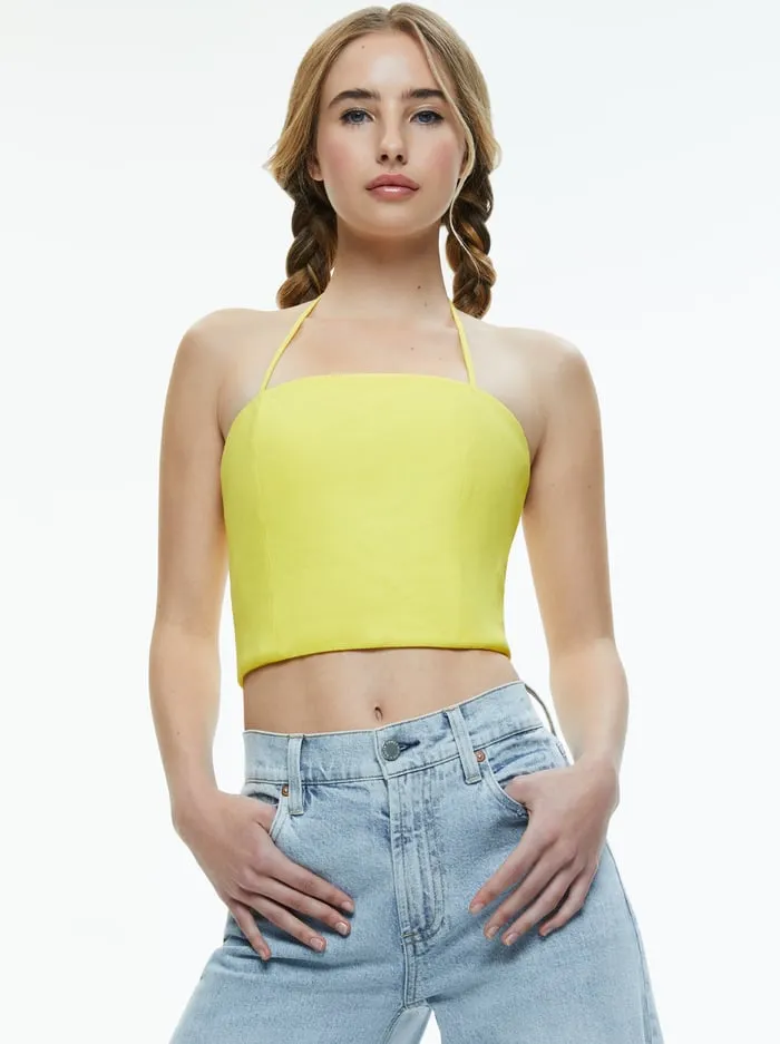 Tops Women Alice Olivia Ceresi Halter Bandeau Top Happy Yellow