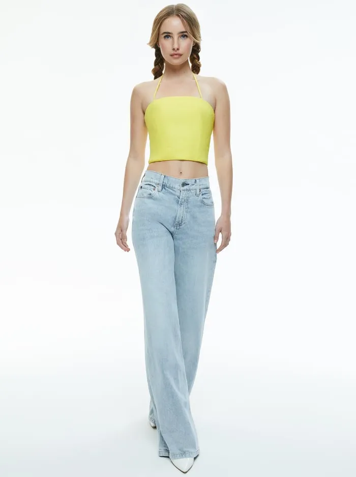 Tops Women Alice Olivia Ceresi Halter Bandeau Top Happy Yellow