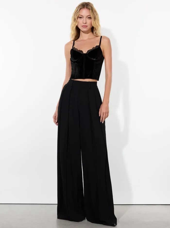 Tops Women Alice Olivia Denna Velvet Corset Black