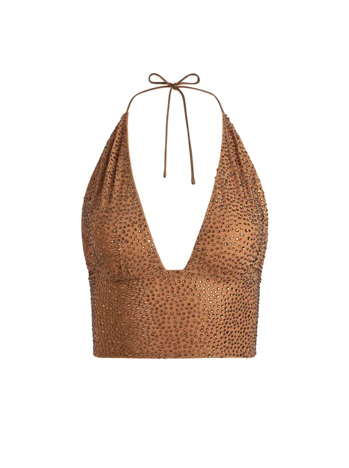 Tops Women Alice Olivia Hannah Embellished Top Tancrystal
