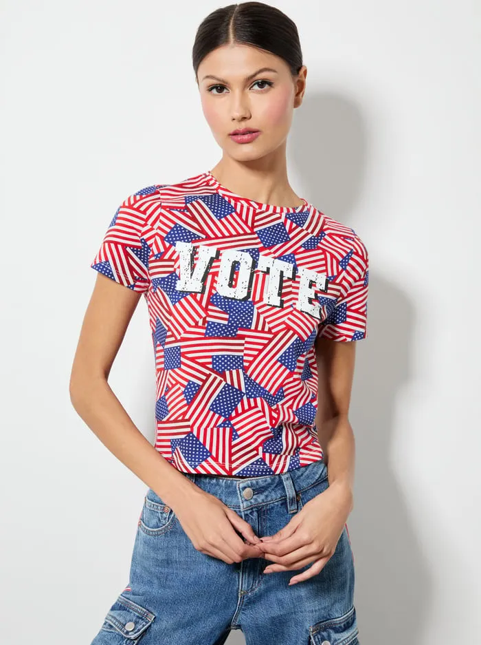 Tops Women Alice Olivia I Am A Voter Cindy Cropped Tee Stripes Forever