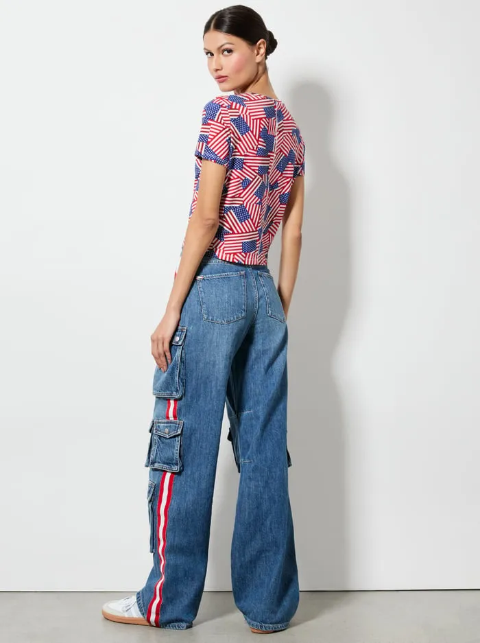 Tops Women Alice Olivia I Am A Voter Cindy Cropped Tee Stripes Forever