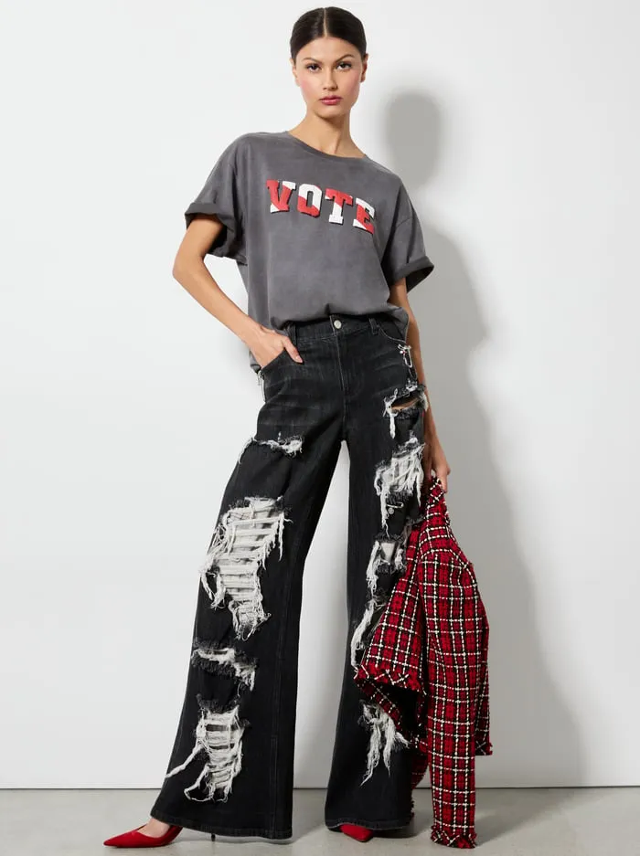 Tops Women Alice Olivia I Am A Voter Evan Oversized Tee United
