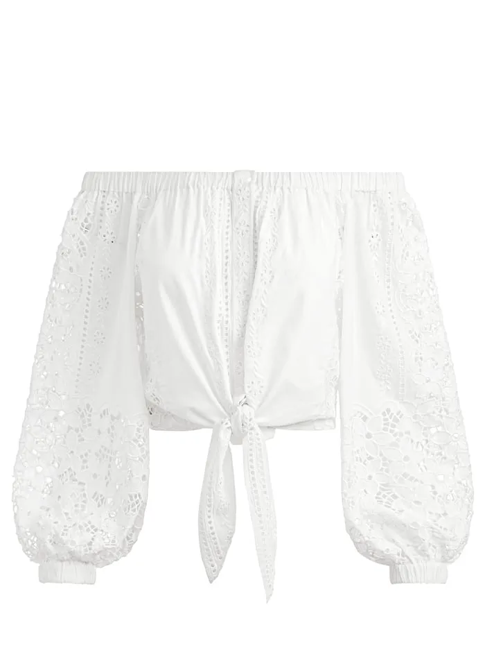 Tops Women Alice Olivia Ivy Off The Shoulder Cropped Top Off White