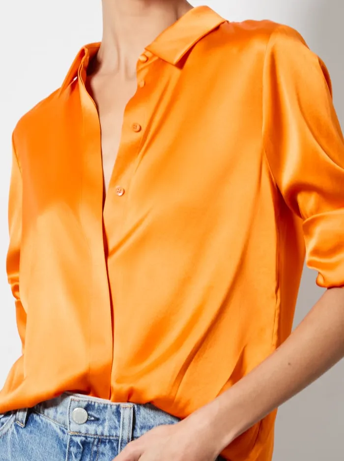 Tops Women Alice Olivia Willa Placket Top Orange Blaze