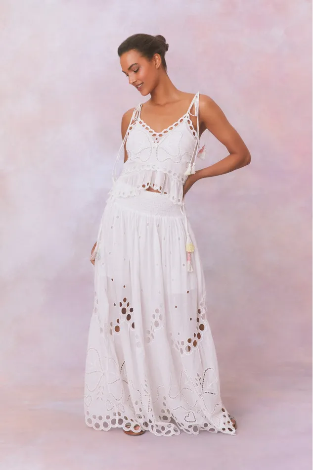 Tops WomenKids LoveShackFancy Biltmore Eyelet Cotton Top Soft White