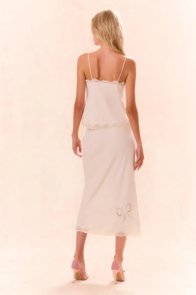 Tops Women LoveShackFancy Fox Bow Cami Top Cream