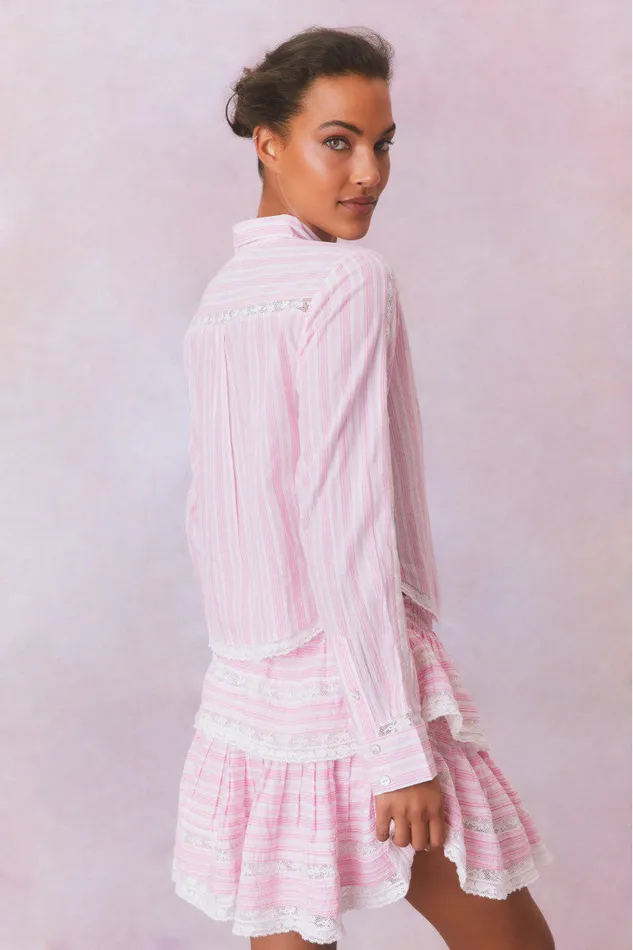 Tops Women LoveShackFancy Rosaway Cotton Stripe Top Captiva Pink
