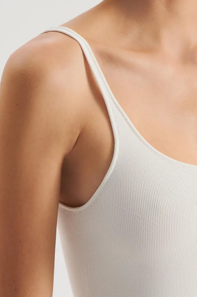 Tops Women Scanlan Theodore CREPE KNIT RIB SINGLET Cream Tops Women Scanlan Theodore CREPE KNIT RIB SINGLET Cream