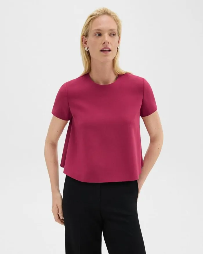 Tops Women Theory ALine Top In Admiral Crepe Deep Rose