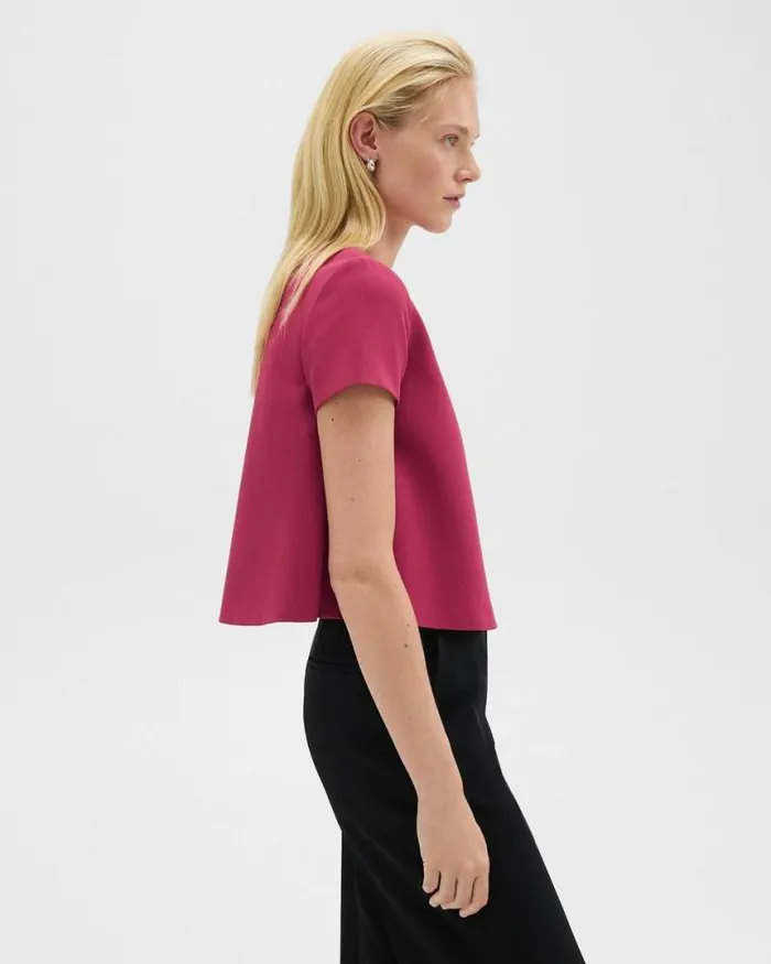 Tops Women Theory ALine Top In Admiral Crepe Deep Rose