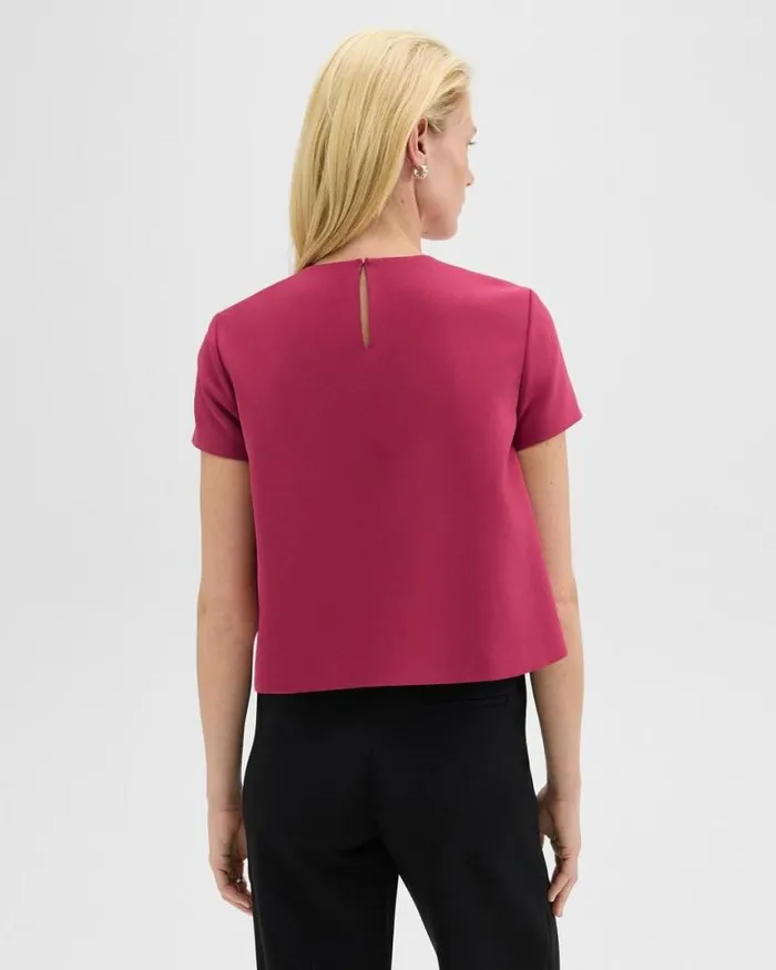 Tops Women Theory ALine Top In Admiral Crepe Deep Rose
