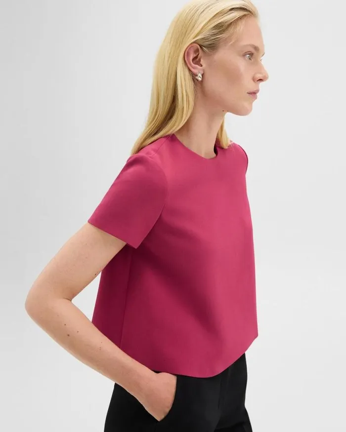 Tops Women Theory ALine Top In Admiral Crepe Deep Rose