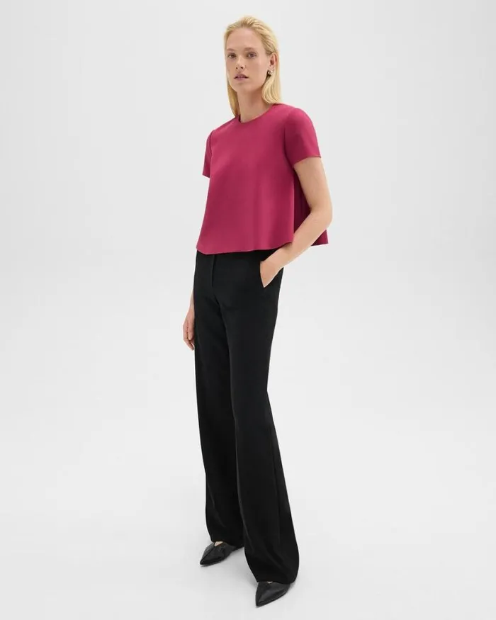 Tops Women Theory ALine Top In Admiral Crepe Deep Rose