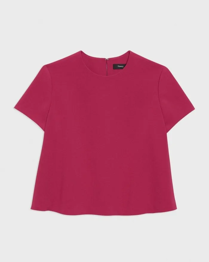 Tops Women Theory ALine Top In Admiral Crepe Deep Rose