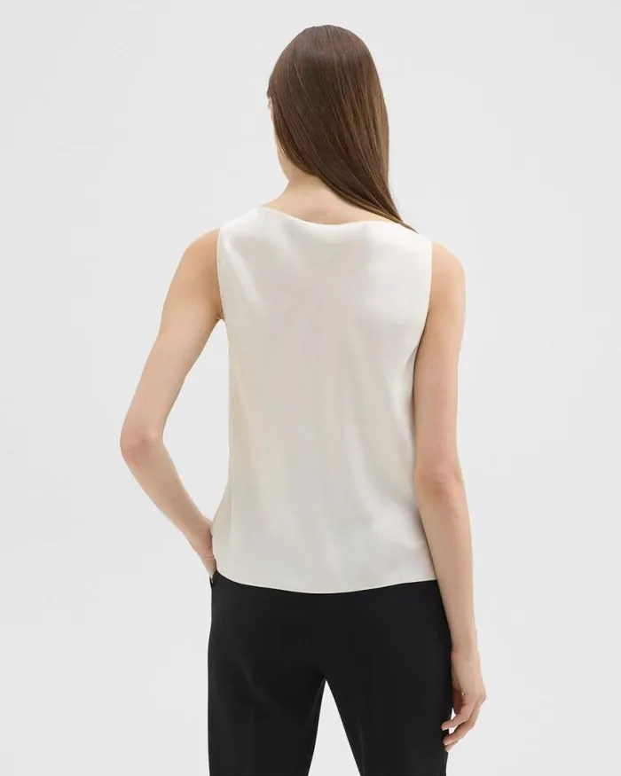 Tops Women Theory Cowl Neck Top In Crushed Satin Rice