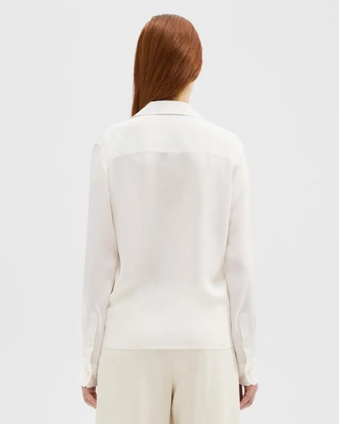 Tops Women Theory Wrap Blouse In Silk Georgette Ivory