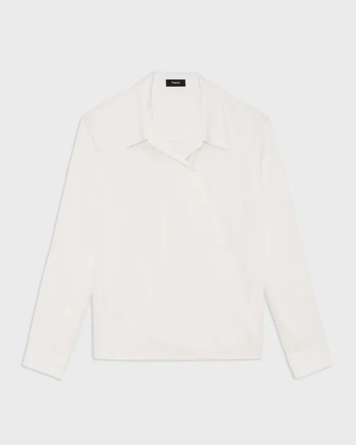 Tops Women Theory Wrap Blouse In Silk Georgette Ivory