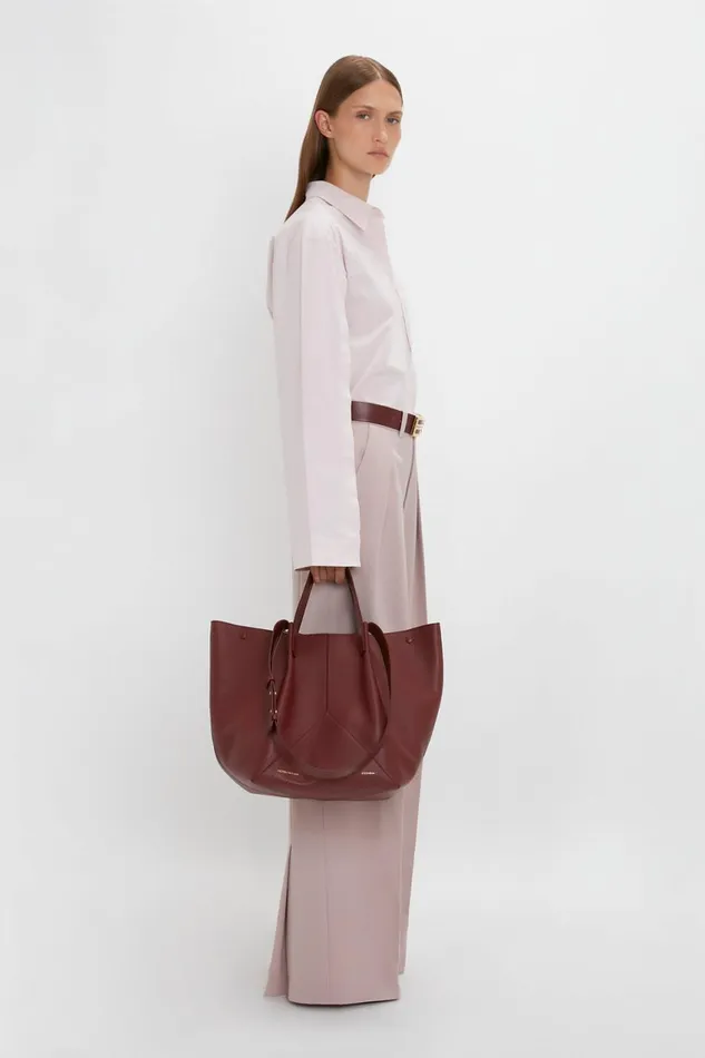 Tote Bags Women Victoria Beckham W11 Medium Tote In Burgundy Leather