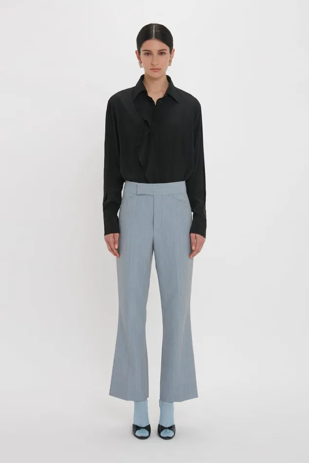 Trousers and Shorts Women Victoria Beckham Exclusive Wide Cropped Flare Trouser In Marina Trousers and Shorts Women Victoria Beckham Exclusive Wide Cropped Flare Trouser In Marina
