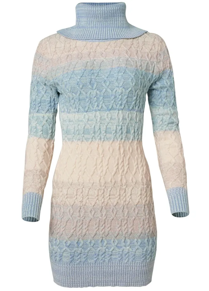 Turtleneck Sweater Dress Blue Multi Women VENUS Sweater Dresses