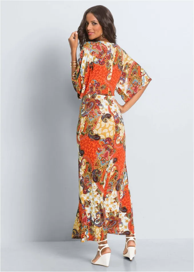 Twist Front Maxi Dress Orange Multi Women VENUS Casual Dresses