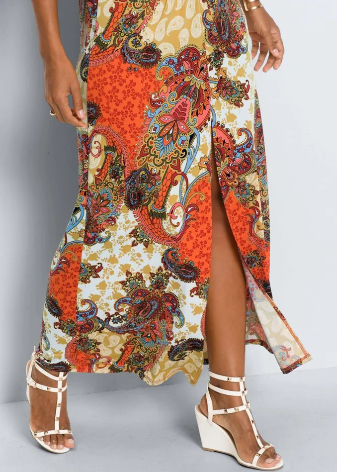 Twist Front Maxi Dress Orange Multi Women VENUS Casual Dresses