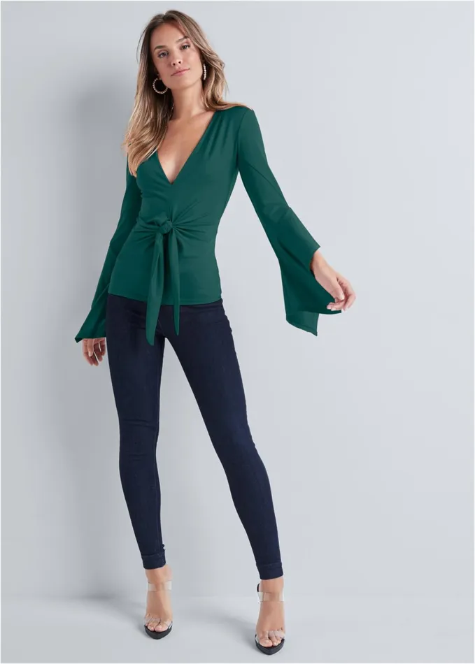 TWIST KNOT FRONT TOP Green Women VENUS Blouses