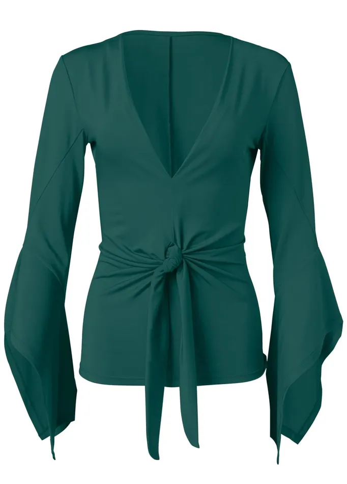 TWIST KNOT FRONT TOP Green Women VENUS Blouses