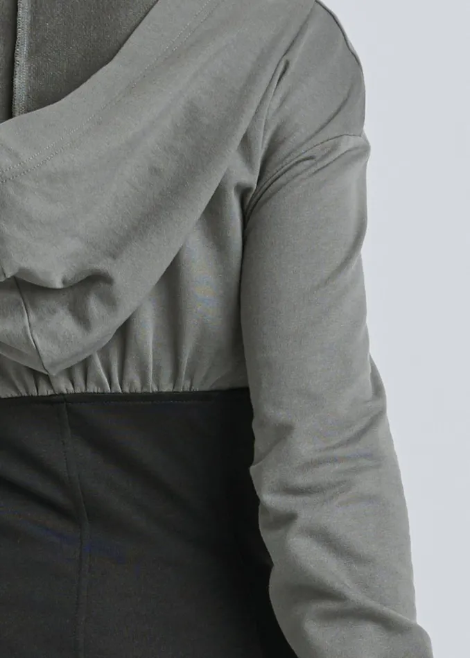 TWO TONE ZIP FRONT SWEATSHIRT Black and Grey Women VENUS Sweatshirts and Hoodies